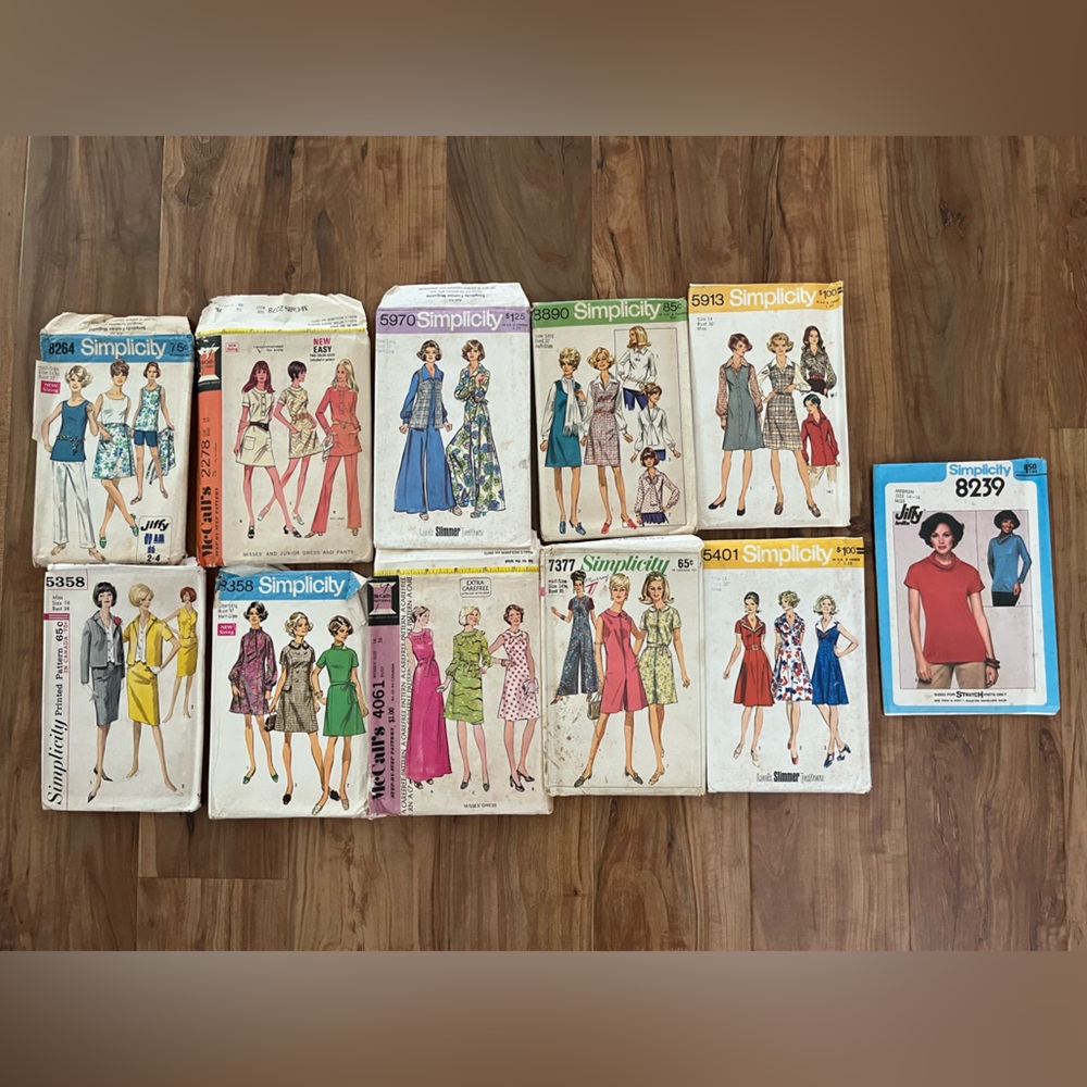 Lot of 11 Vintage 70s style Ladies Size 14 Sewing Patterns